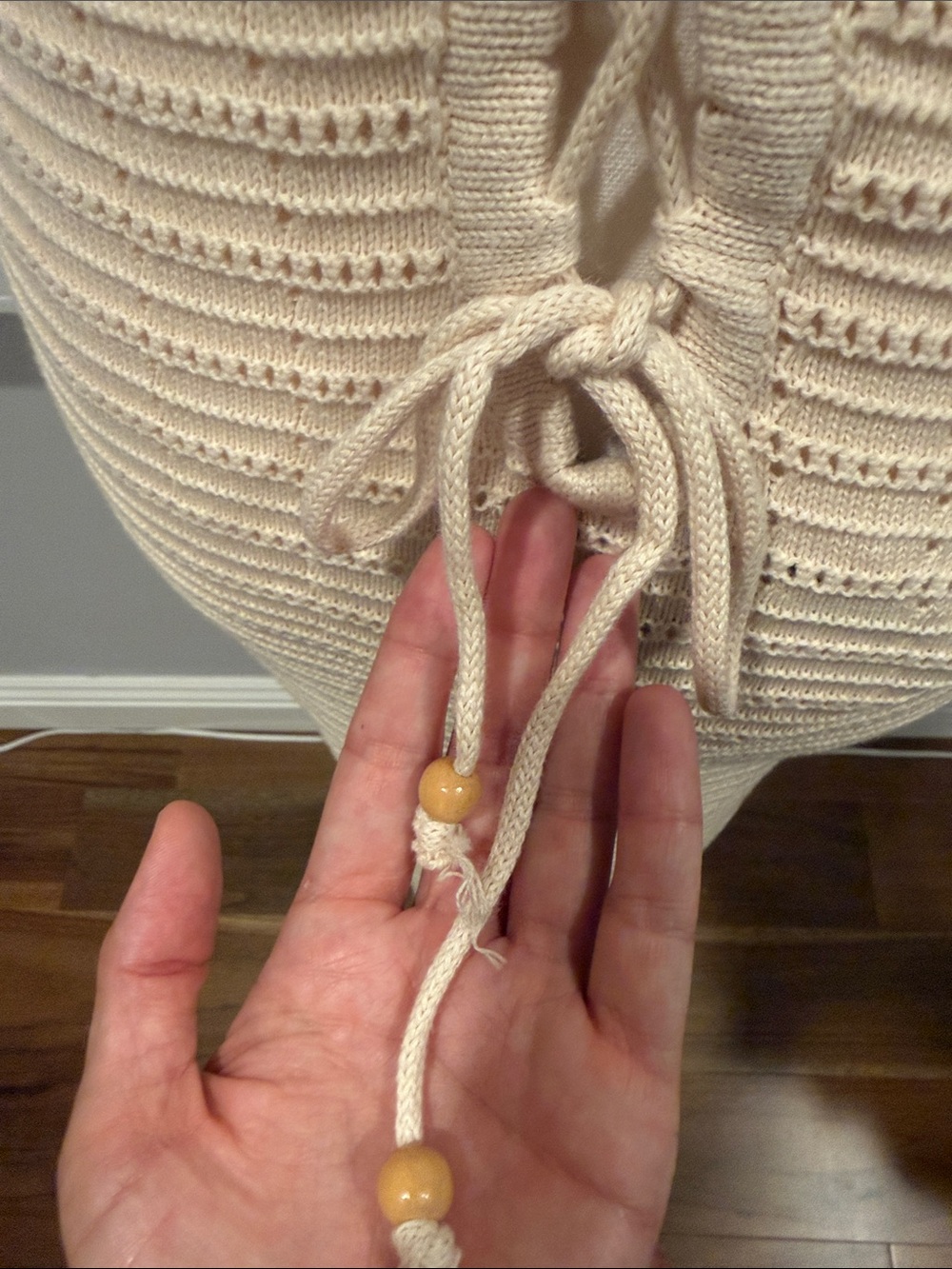 NWT Cream Crochet Halter Maxi Dress with Sleek Silhouette - Picture 5 of 6